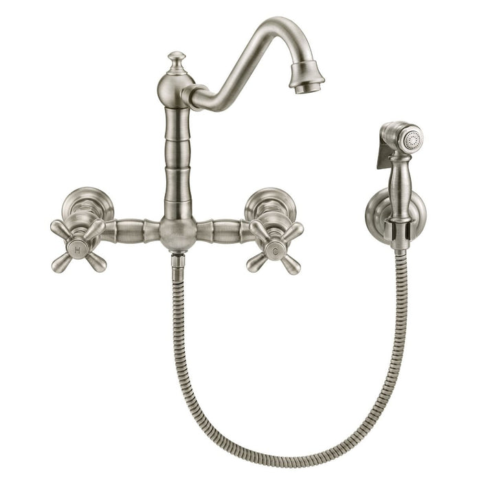 Whitehaus Vintage III Plus Wall Mount Faucet with Solid Brass Side Spray