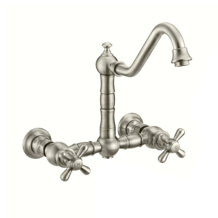 Whitehaus Vintage III Plus Wall Mount Faucet with Solid Brass Side Spray