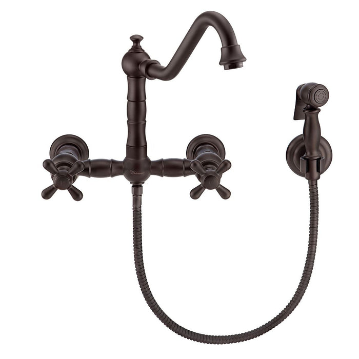 Whitehaus Vintage III Plus Wall Mount Faucet with Solid Brass Side Spray