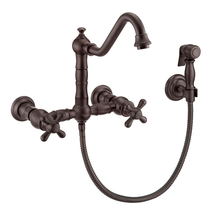 Whitehaus Vintage III Plus Wall Mount Faucet with Solid Brass Side Spray