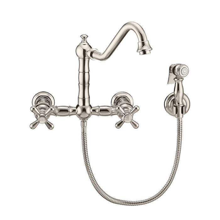 Whitehaus Vintage III Plus Wall Mount Faucet with Solid Brass Side Spray