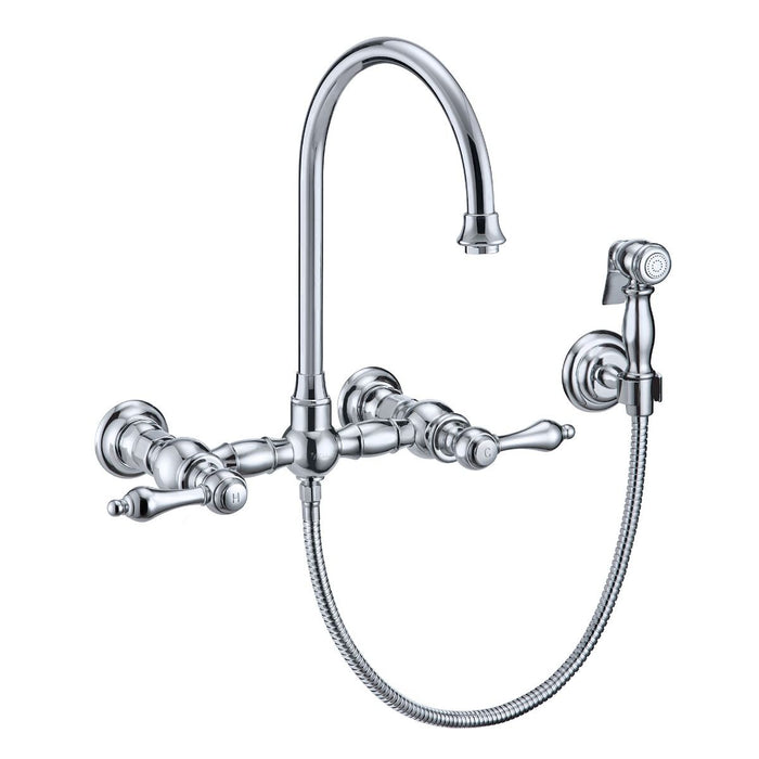 Whitehaus  Vintage III Plus Wall Mount Lever Handles Faucet With Side Spray