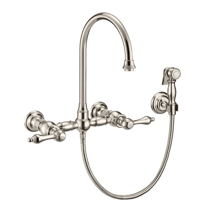 Whitehaus  Vintage III Plus Wall Mount Lever Handles Faucet With Side Spray