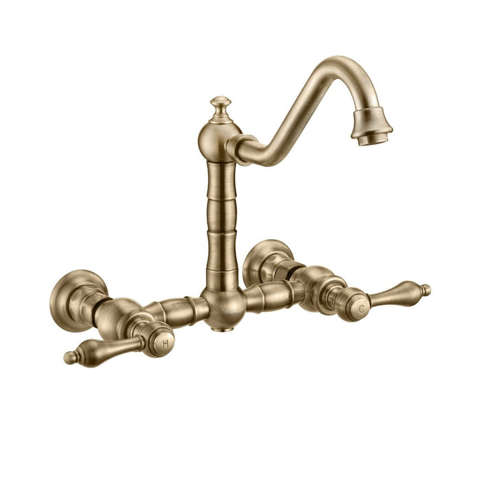 Whitehaus Vintage III Plus Wall Mount Lever Handles Faucet With Side Spray