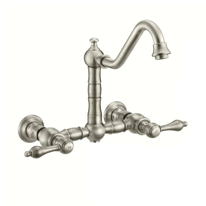 Whitehaus Vintage III Plus Wall Mount Lever Handles Faucet With Side Spray