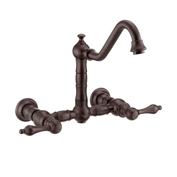 Whitehaus Vintage III Plus Wall Mount Lever Handles Faucet With Side Spray