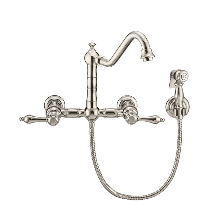 Whitehaus Vintage III Plus Wall Mount Lever Handles Faucet With Side Spray