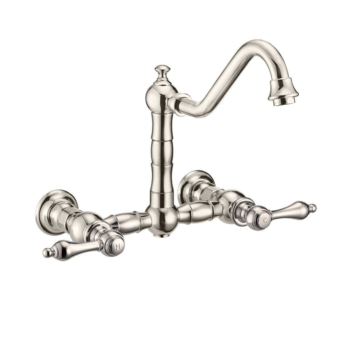 Whitehaus Vintage III Plus Wall Mount Lever Handles Faucet With Side Spray