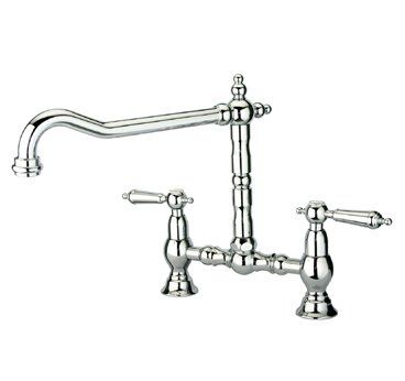 Whitehaus  Deck Mount Bridge Lever Handle Brass Kitchen Faucet