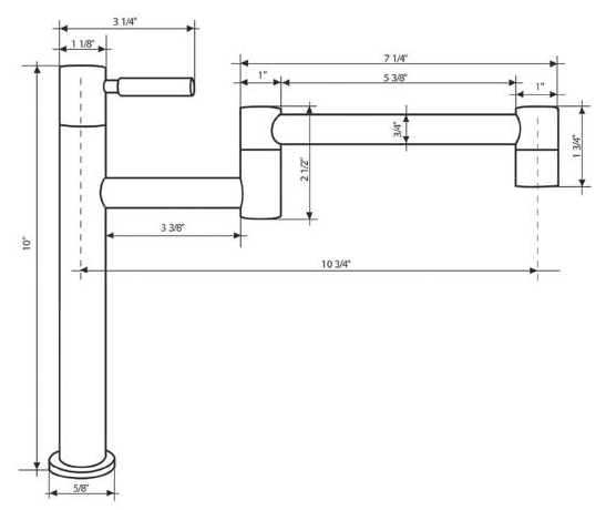 Whitehaus Modern Single Hole Deck Mount Straight Spout Pot Filler