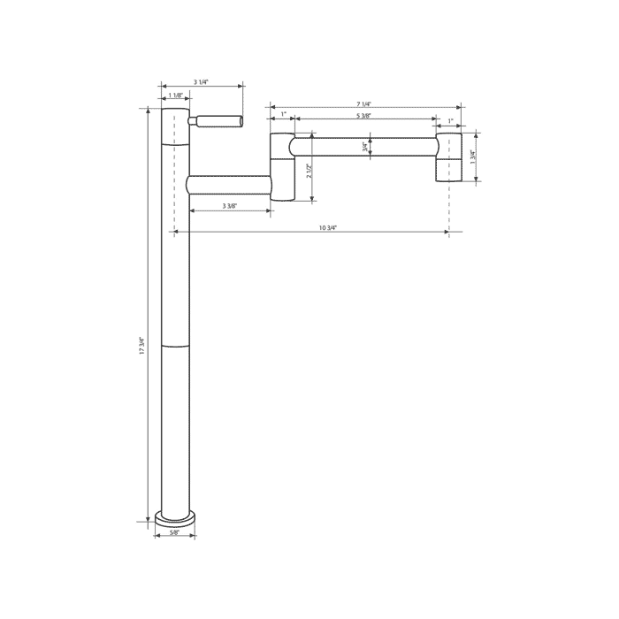 Whitehaus Single Hole Modern Retractable Kitchen Water Pot Filler