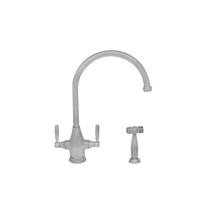Whitehaus Queenhaus Dual Handle Gooseneck Faucet with Side Spray