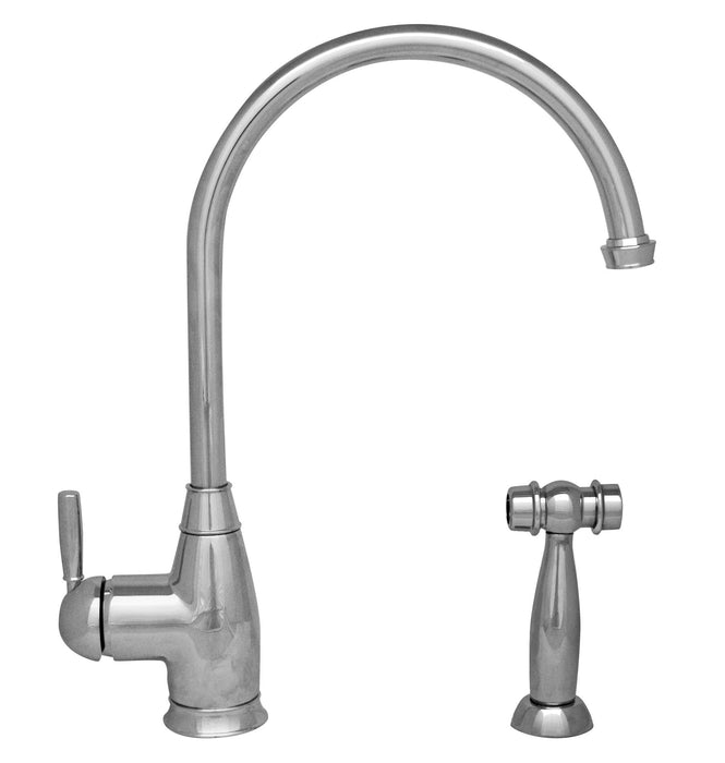 Whitehaus Gooseneck Kitchen Faucet with Solid Brass Side Spray