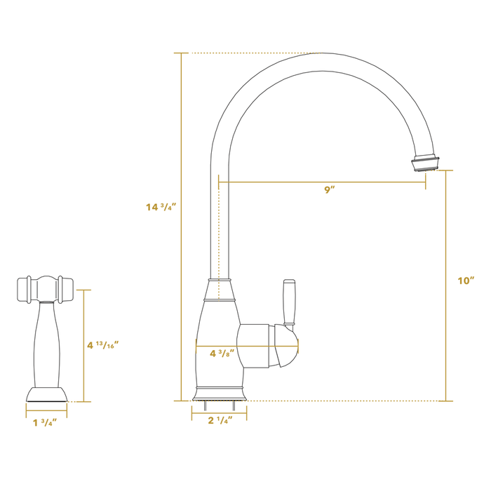 Whitehaus  Queenhaus Single Lever Faucet with Side Spray