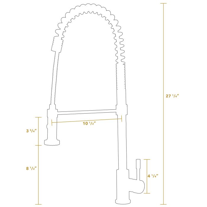 Whitehaus Waterhaus Commercial Single-Hole Faucet with Flexible Pull-Down Spray Head