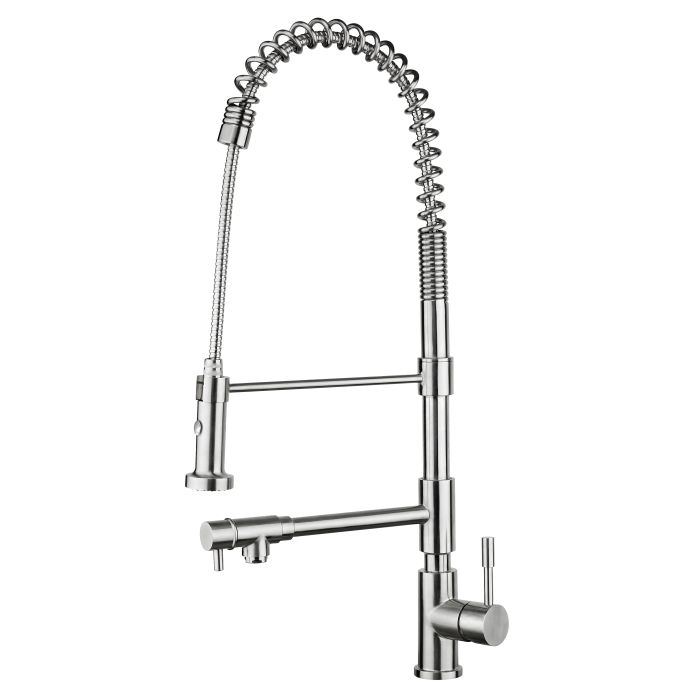 Whitehaus  Commercial Faucet with Flexible Pull-Down Spray Head with Built-In Pot-Filler