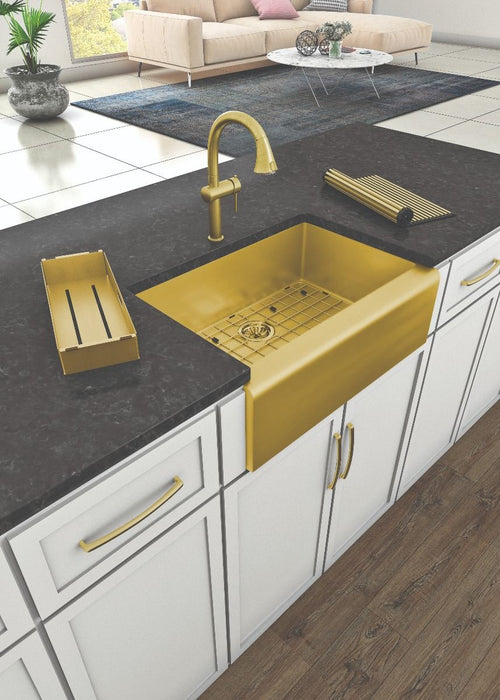 Whitehaus Waterhaus Stainless Steel Kitchen Faucet With Gooseneck Spout And Pull Down Spray