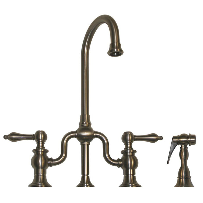 Whitehaus  Lever Handles Bridge Kitchen Faucet & Side Spray