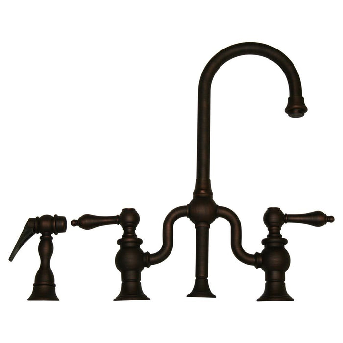 Whitehaus  Lever Handles Bridge Kitchen Faucet & Side Spray