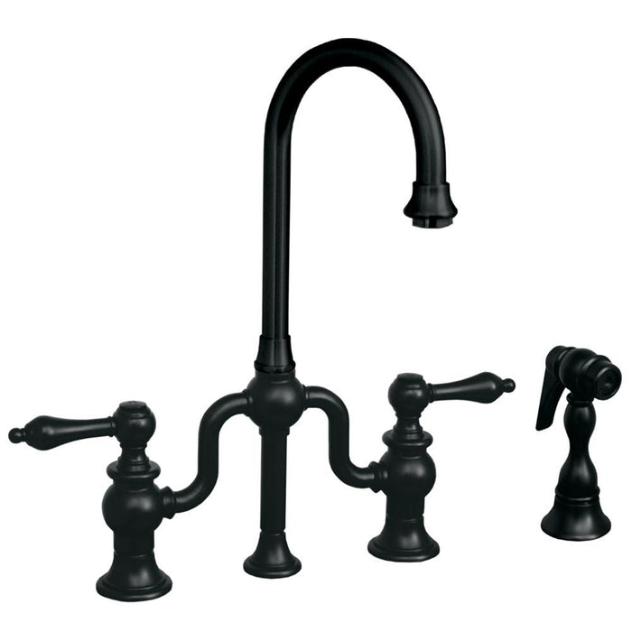 Whitehaus  Lever Handles Bridge Kitchen Faucet & Side Spray