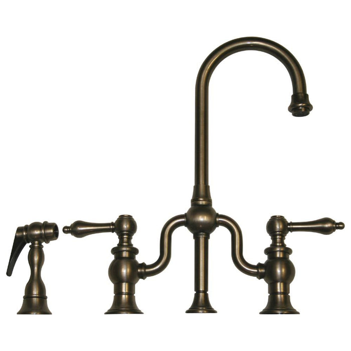 Whitehaus  Lever Handles Bridge Kitchen Faucet & Side Spray