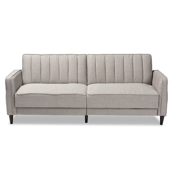 Colby Mid-Century Modern Light Grey Fabric Upholstered Sleeper Sofa