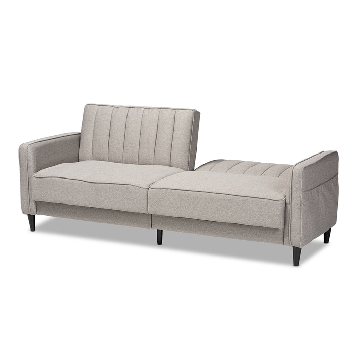 Colby Mid-Century Modern Light Grey Fabric Upholstered Sleeper Sofa