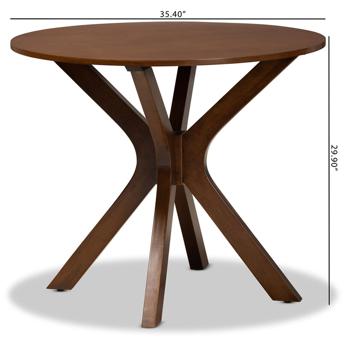 Kenji Modern And Contemporary Walnut Brown Finished 35-Inch-Wide Round Wood Dining Table