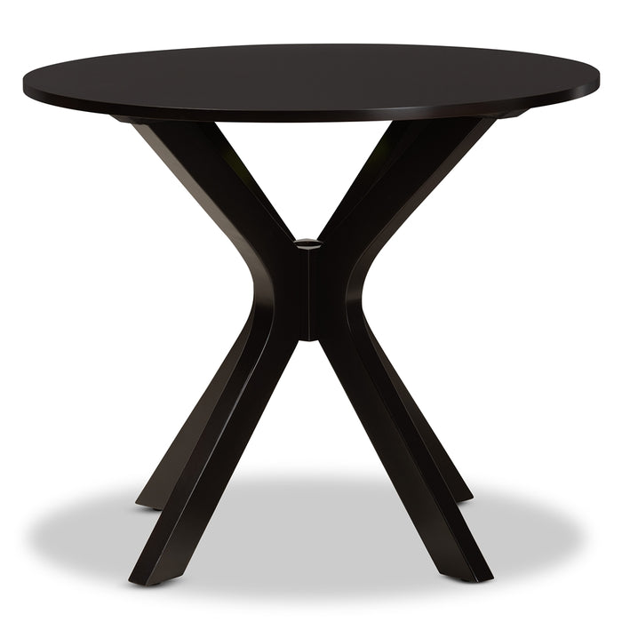 Kenji Modern and Contemporary Dark Brown Finished 35-Inch-Wide Round Wood Dining Table
