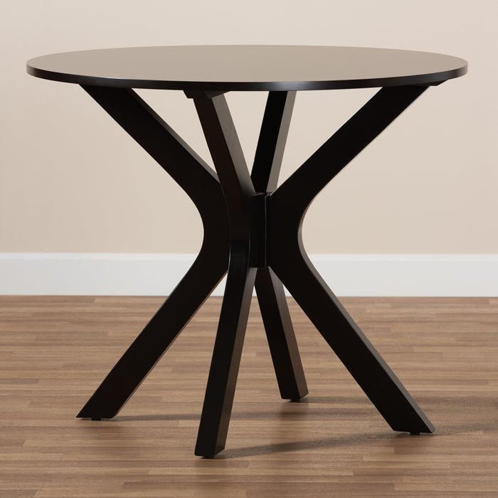 Kenji Modern and Contemporary Dark Brown Finished 35-Inch-Wide Round Wood Dining Table
