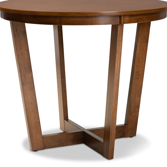 Alayna Modern and Contemporary Walnut Brown Finished 35-Inch-Wide Round Wood Dining Table