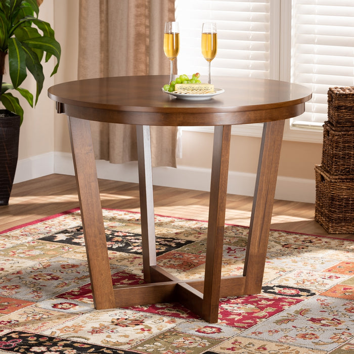 Alayna Modern and Contemporary Walnut Brown Finished 35-Inch-Wide Round Wood Dining Table