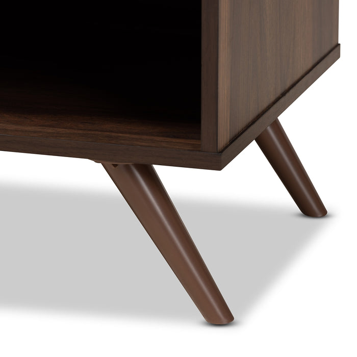 Naoki Modern and Contemporary Two-Tone Grey and Walnut Finished Wood 2-Door TV Stand