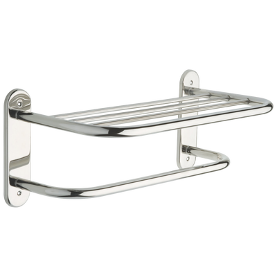 18" Metal Towel Shelf With One Bar, Exposed Mounting In Chrome