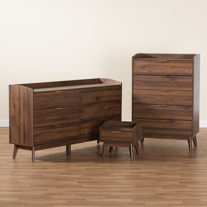 Lena Mid-Century Modern Walnut Brown Finished Wood 3-Piece Storage Set