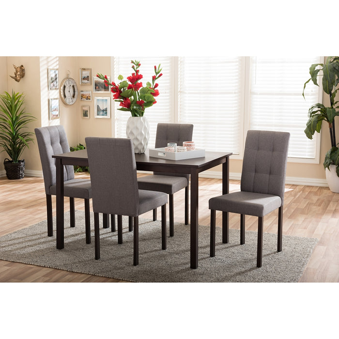 Andrew Modern and Contemporary 5-Piece Grey Fabric Upholstered Grid-tufting Dining Set