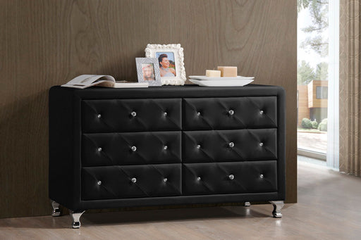 Luminescence Black Faux Leather Upholstered Dresser Luminescence Black Faux Leather Upholstered Dresser