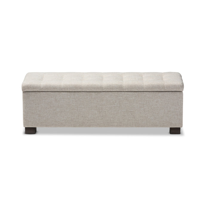 Roanoke Modern and Contemporary Beige Fabric Upholstered Grid-Tufting Storage Ottoman Bench