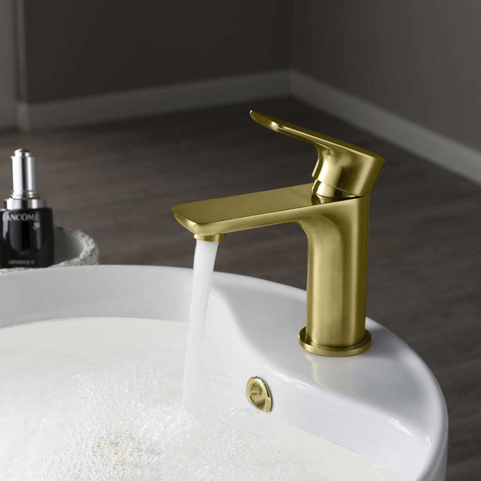 Tender Single Handle Bathroom Sink Faucet Brushed Gold