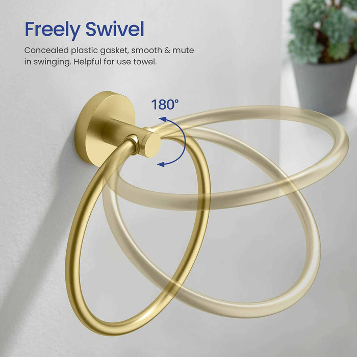 Circular Bathroom Towel Ring Brushed Gold