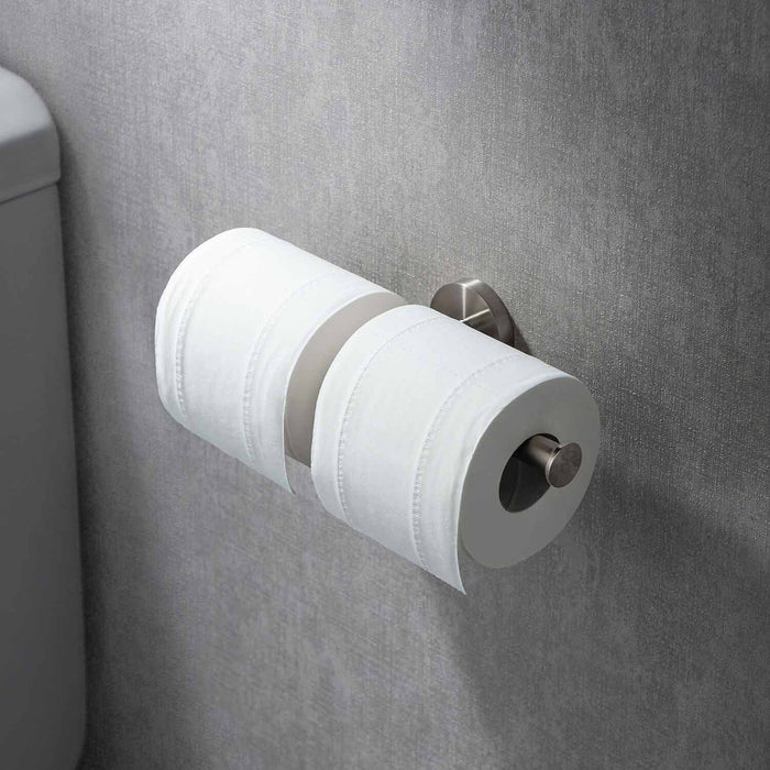 Circular Double Toilet Paper Holder Brushed Nickel