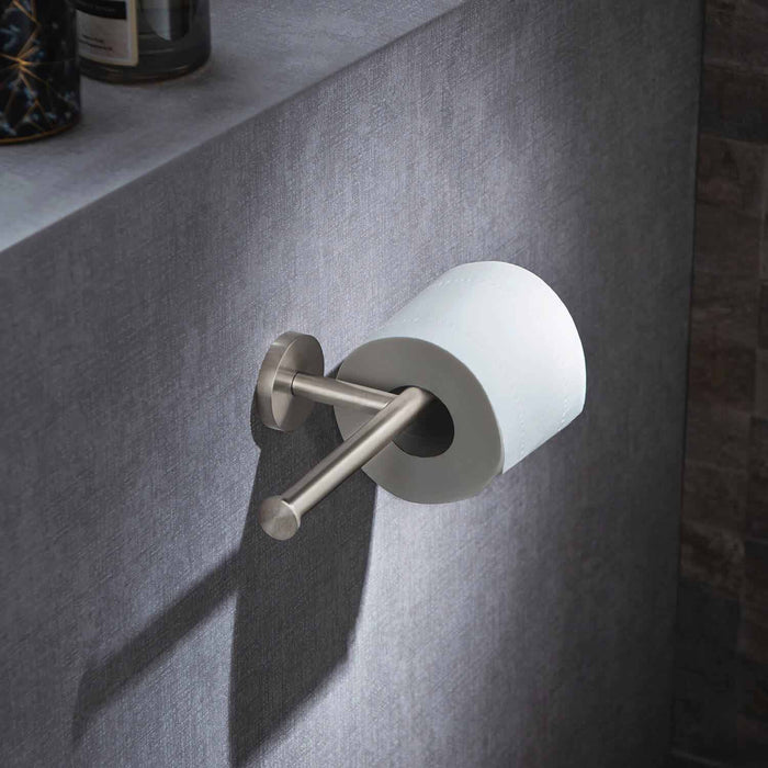 Circular Double Toilet Paper Holder Brushed Nickel