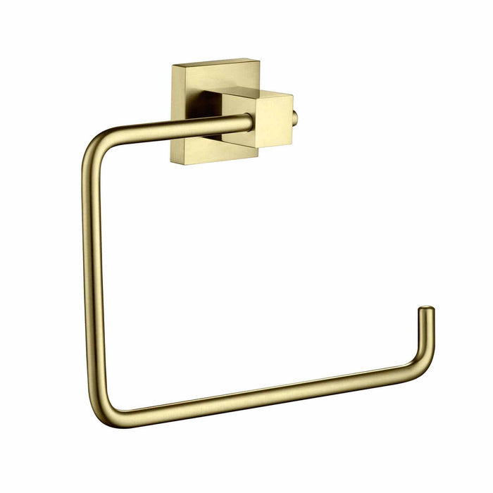 Cube Bathroom Towel Ring Brushed Gold