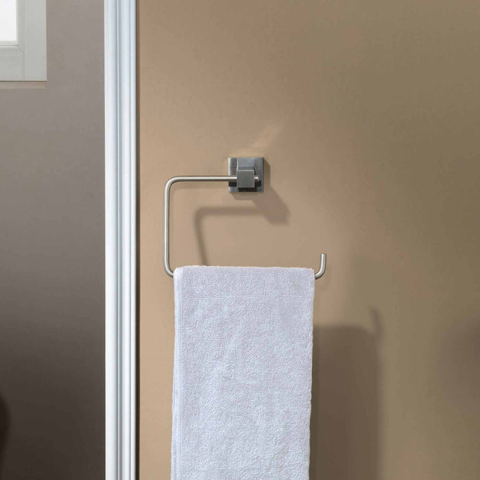 Cube Bathroom Towel Ring Brushed Nickel