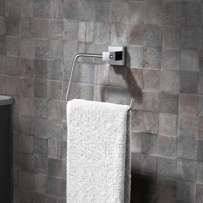 Cube Bathroom Towel Ring Chrome