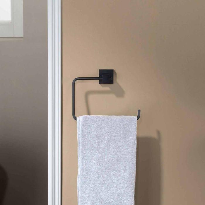 Cube Bathroom Towel Ring Matte Black