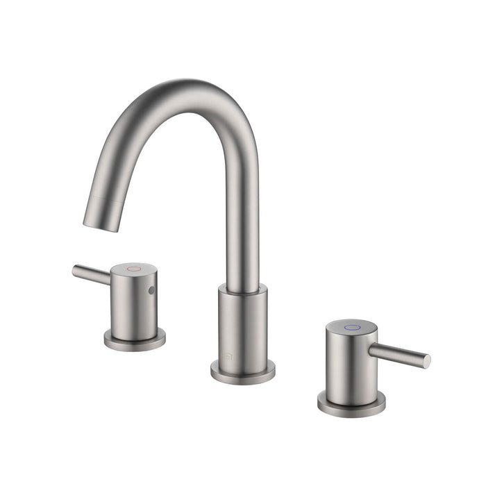 Circular 8″ Widespread Bathroom Sink Faucet with Pop-up Brushed Nickel