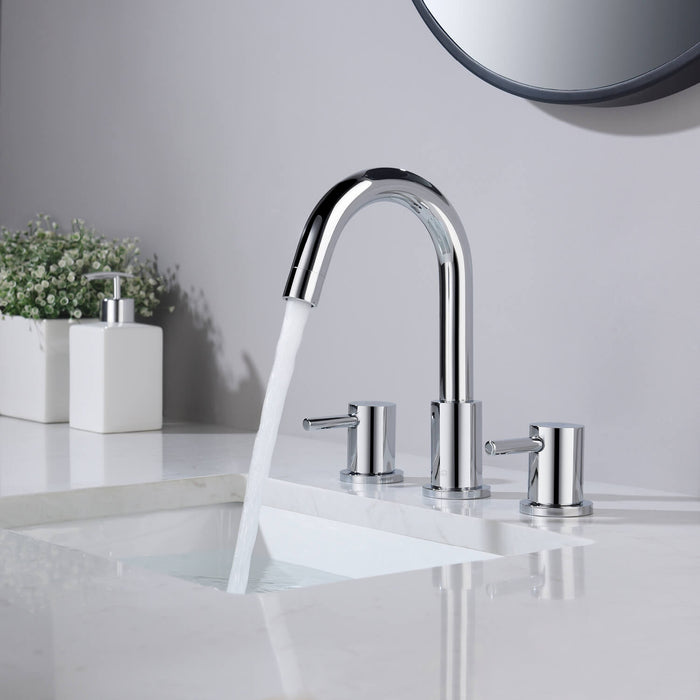 Circular 8″ Widespread Bathroom Sink Faucet with Pop-up Chrome