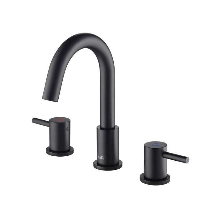 Circular 8″ Widespread Bathroom Sink Faucet with Pop-up Matte Black