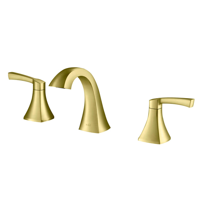 Pyramid 8″ Wide Spread Lavatory Faucet With Drain Assembly Brushed Gold